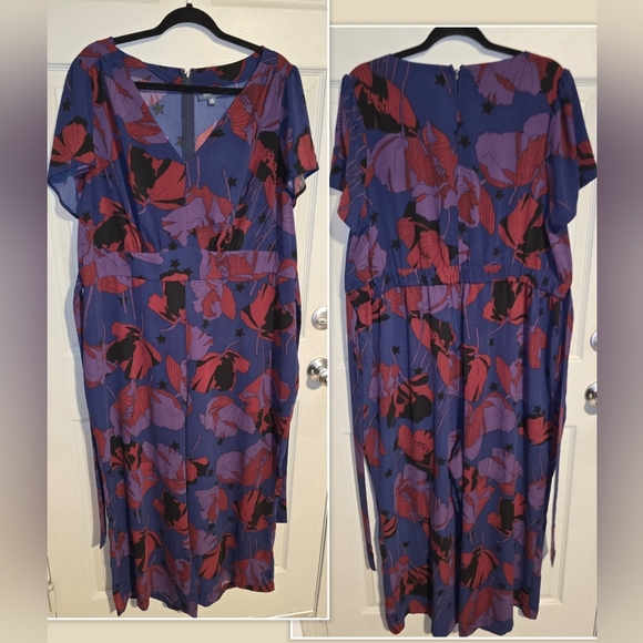 NWOT Modcloth Aiming High Floral Jumpsuit Wide Leg w Pockets & Waist Tie Plus 1X - Picture 2 of 8